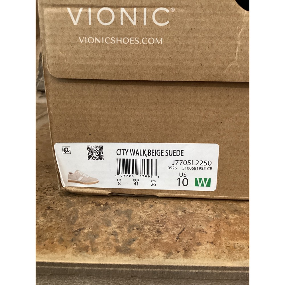 Vionic City Walk Womens Size 10 Wide Beige Suede Sneakers Low Top Gum Sole New - Picture 8 of 8